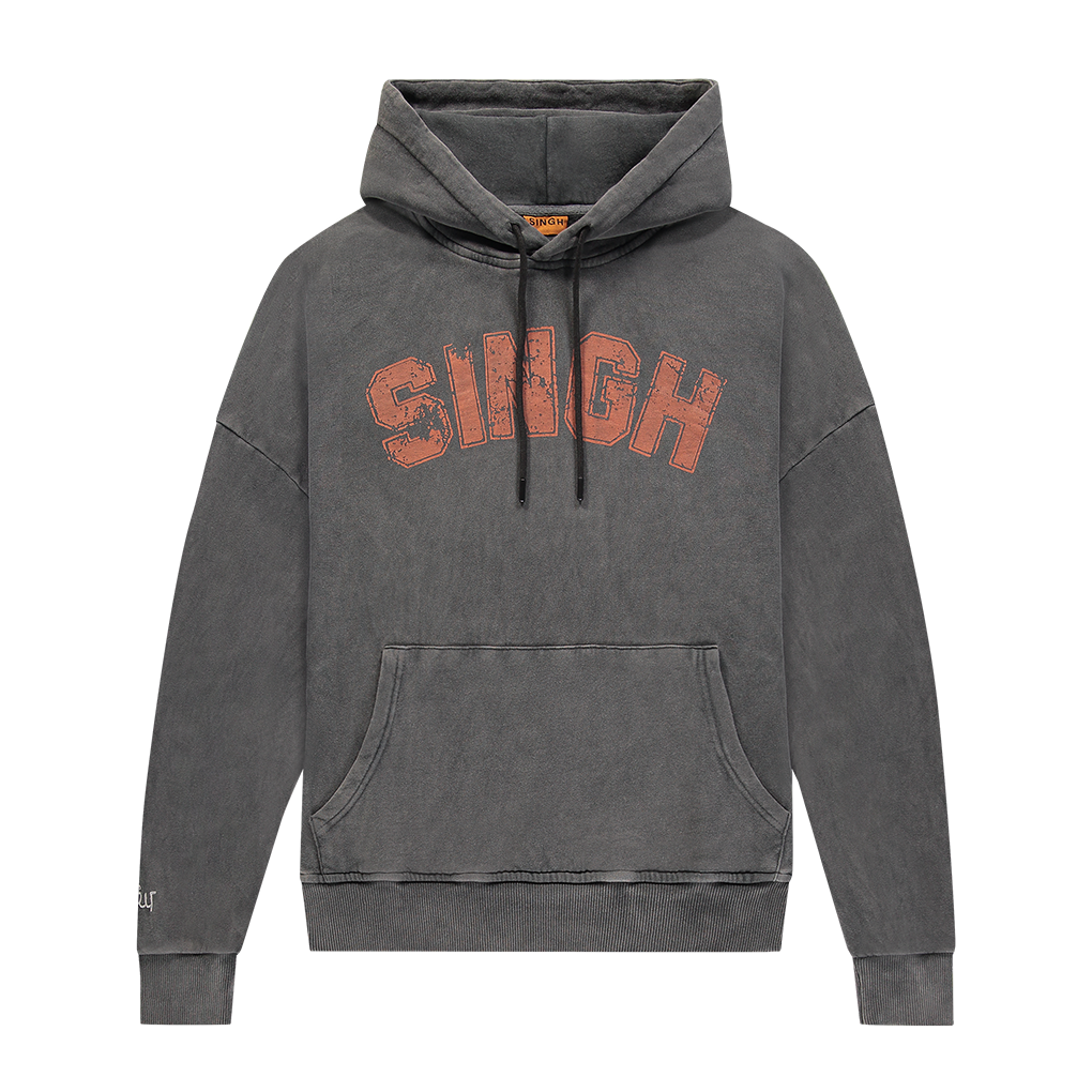 Dark grey stone washed Singh hoodie
