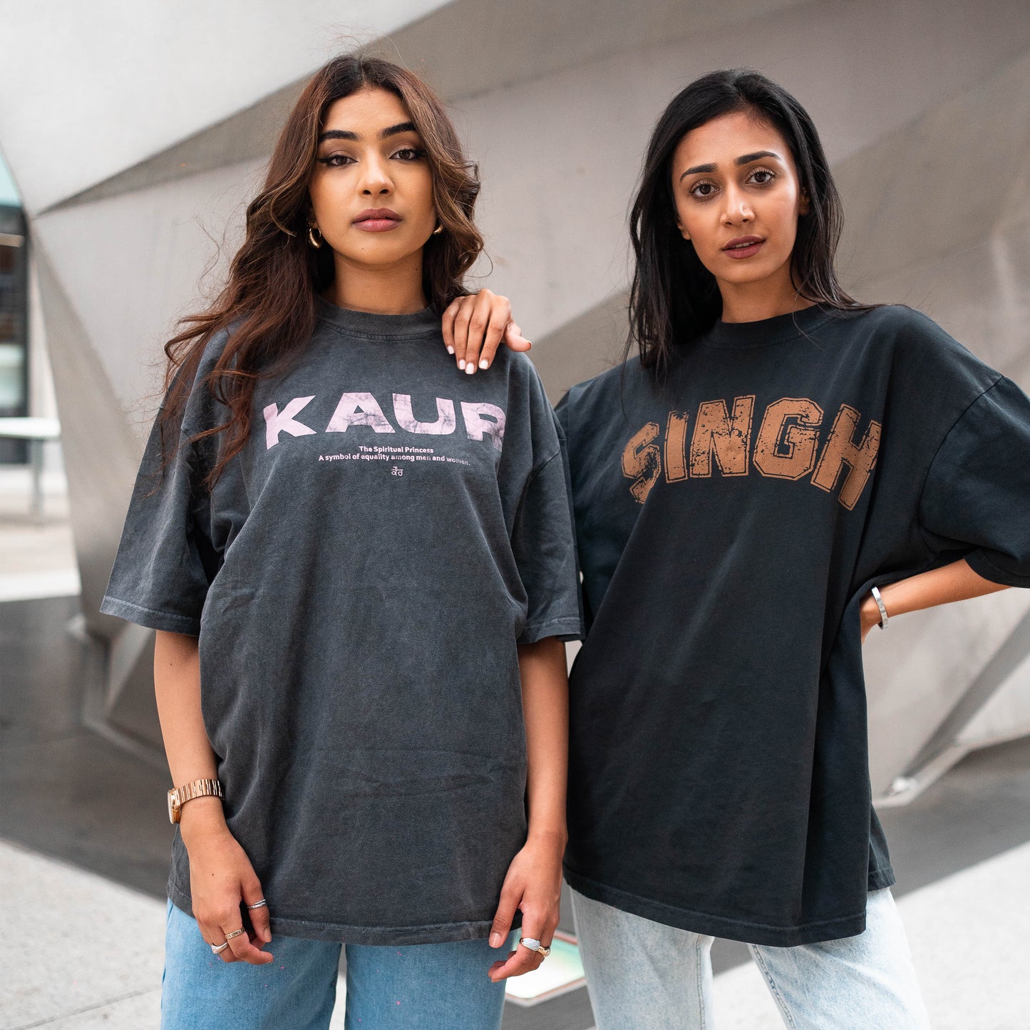 Grey stone washed Kaur T-shirt