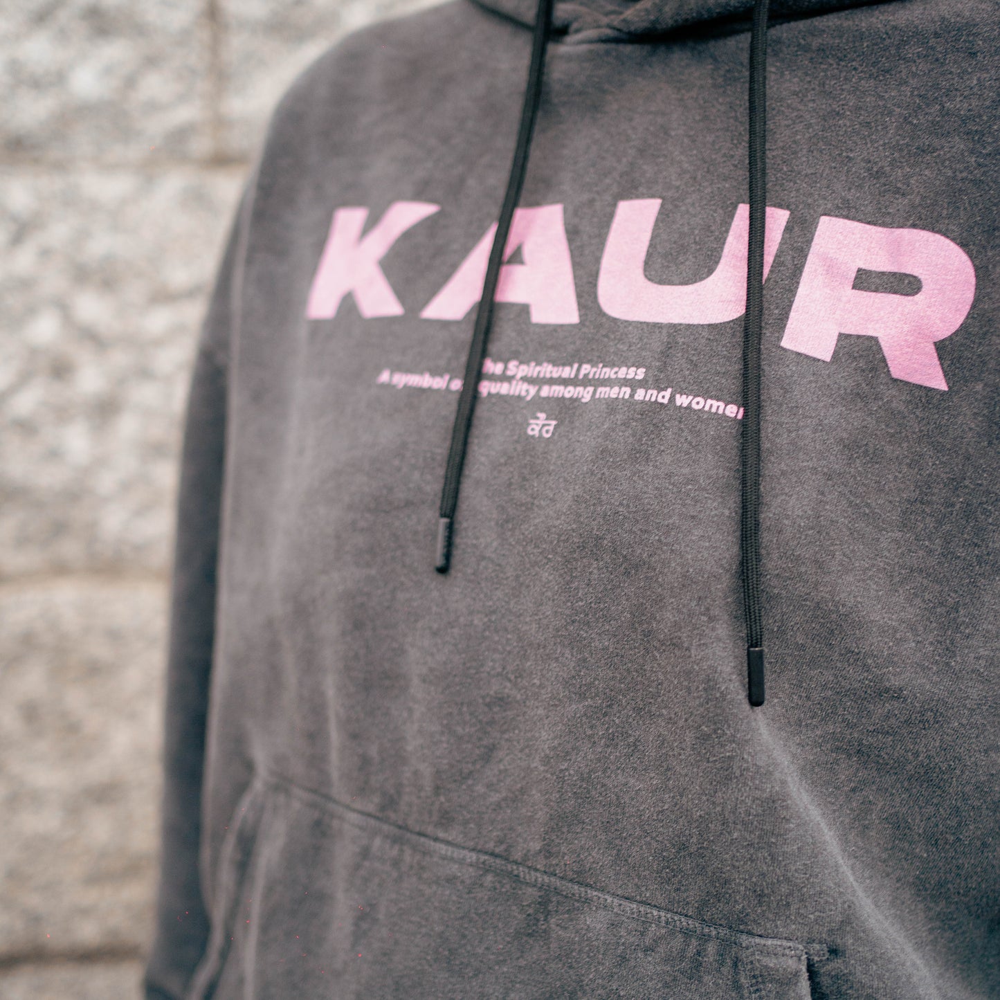Grey stone washed Kaur hoodie