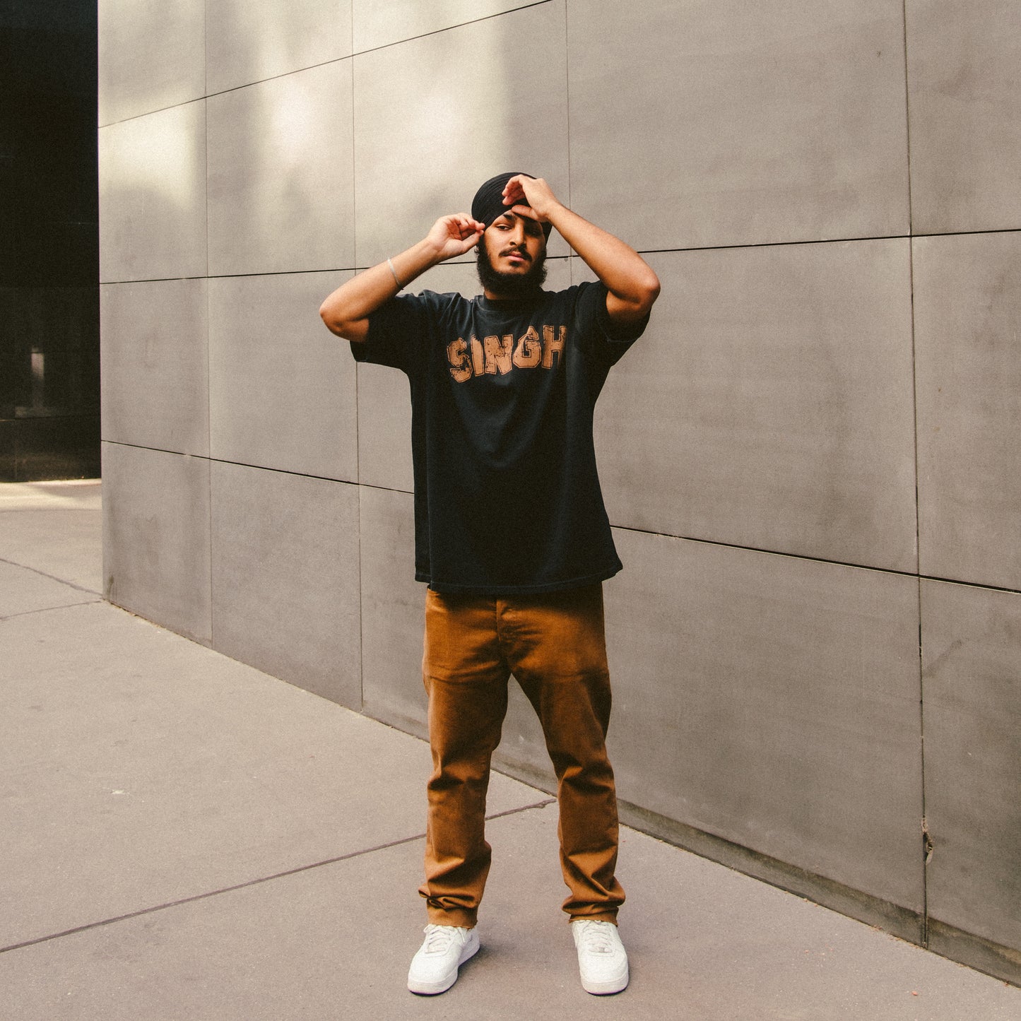 Black stone washed Singh T-shirt