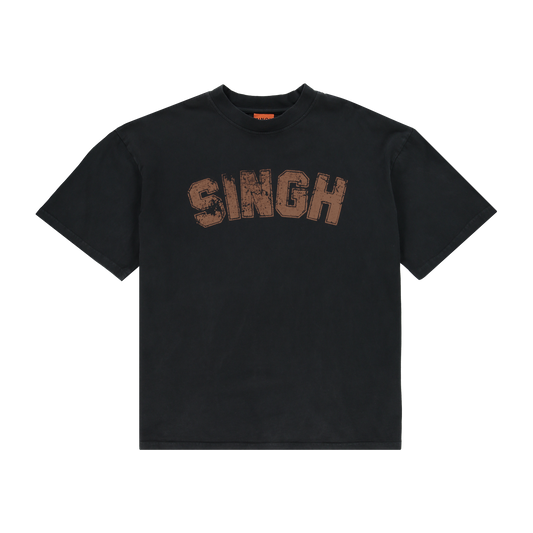 Black stone washed Singh T-shirt